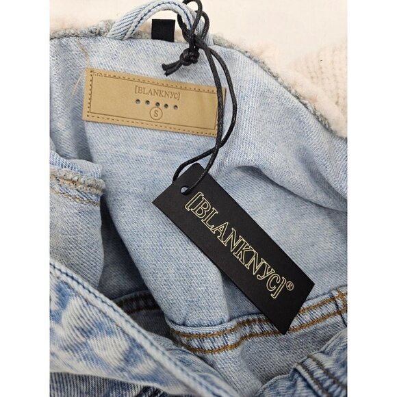 New BlankNYC Blooming Denim Jacket Womens S Sweater Sleeves Hooded Blank NYC - Picture 5 of 7